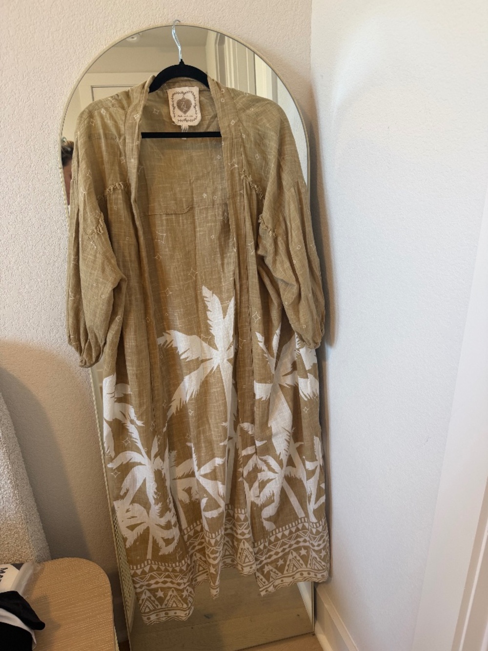 Zaimara Palm & Bird Print Maxi Kimono / Duster — Size S/M
